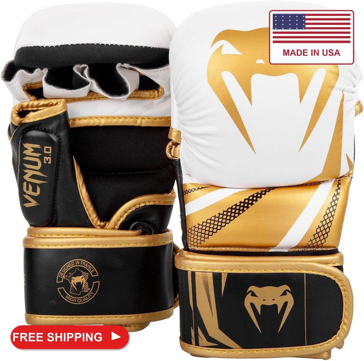 Venum Challenger 3.0 Sparring Gloves - White Black Gold - L/XL