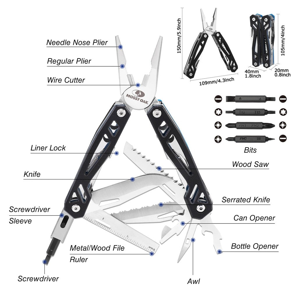 21-in-1 Multi Tool Pocket Knife with Stainless Steel & G10 Handle
