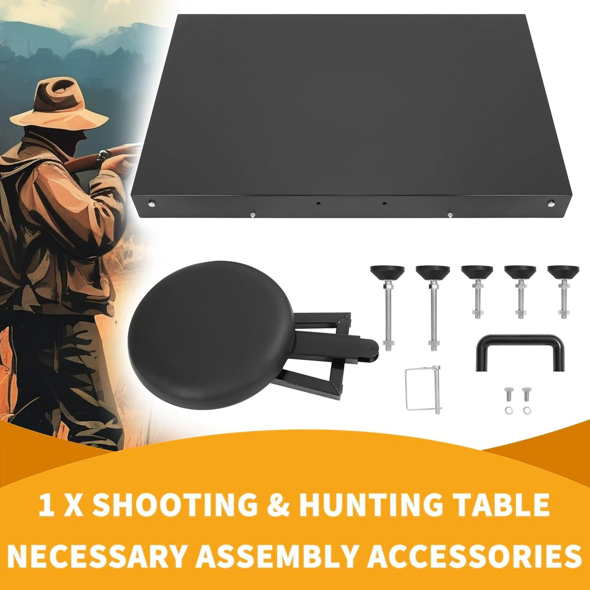 Heavy Duty Adjustable Shooting Table with Padded Seat and Foldable Design