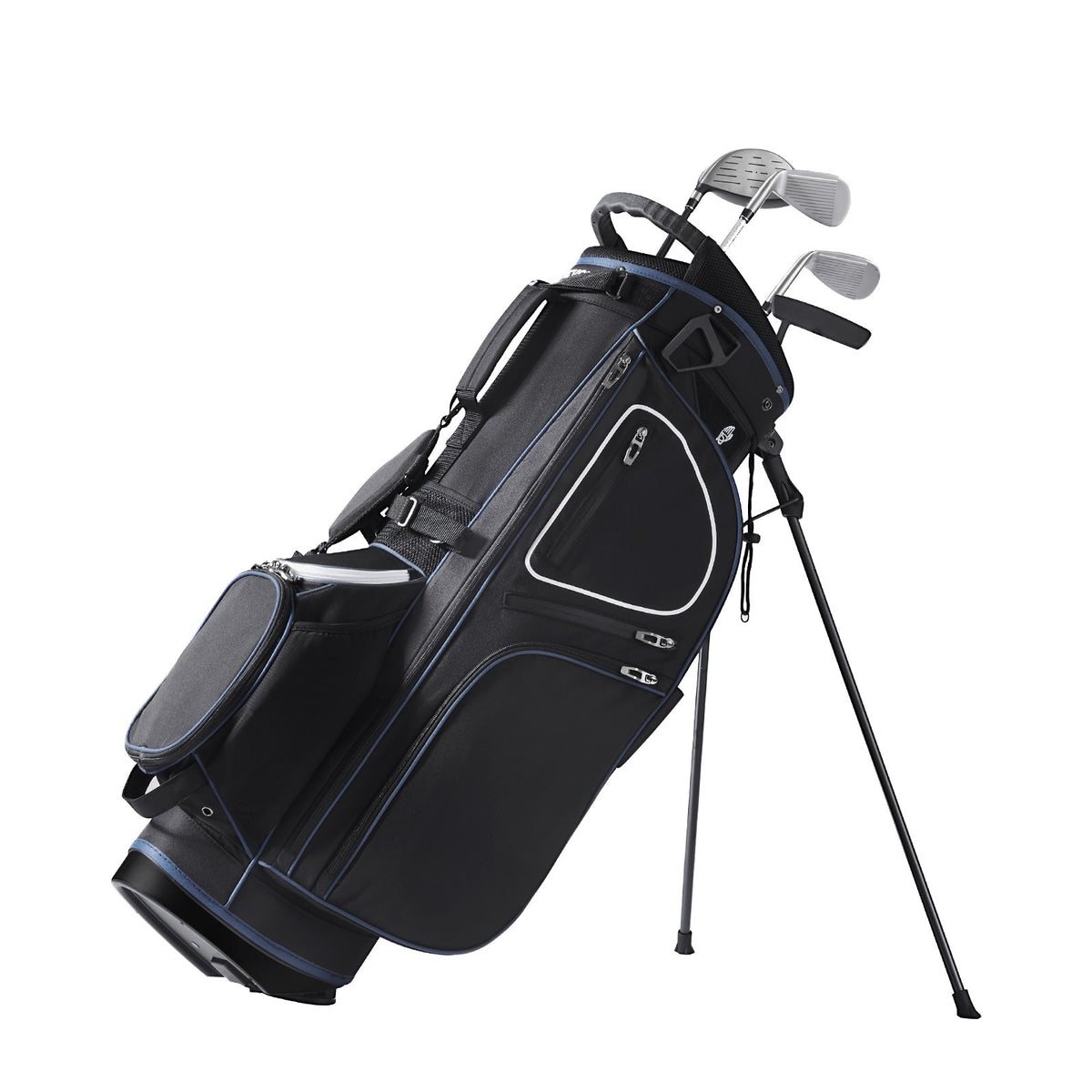 Golf Cart Bag with 14-Way Organizer and Multiple Pockets - Waterproof, Black & White
