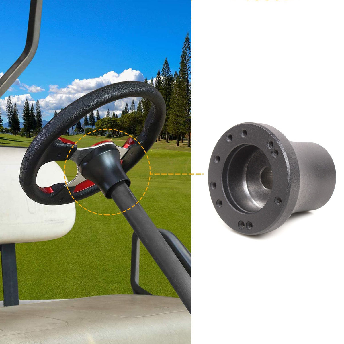 Universal Golf Cart Steering Wheel Hub Adapter 5 & 6 Hole Fit Yamaha G1-G29