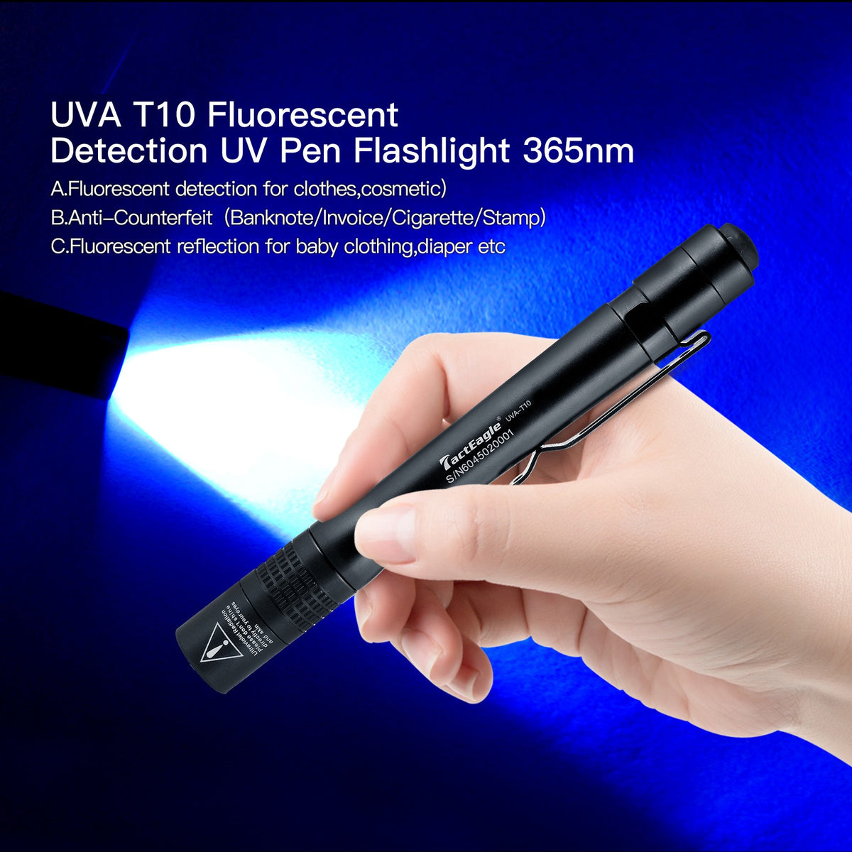 UV Black Light Flashlight 365nm Mini Pen Leak Detector for Pets Jewelry Currency