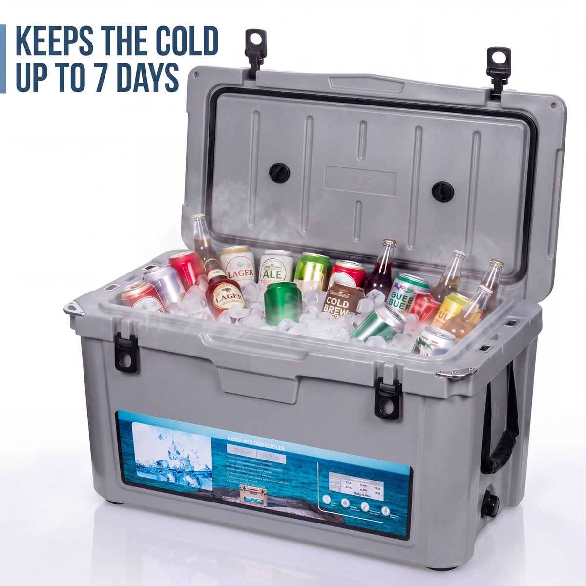 Extra Thick Insulation Camping Cooler - Multiple Sizes Keep Ice Up to 7 Days