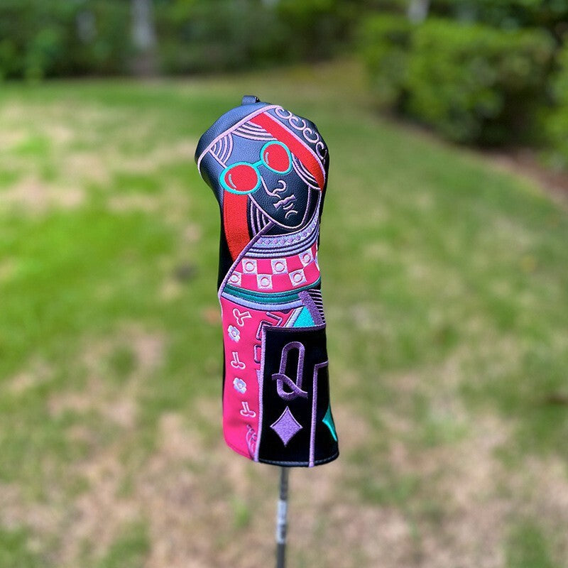 4-Pack Poker King & Queen Golf Club Head Covers for Driver & Fairway Woods