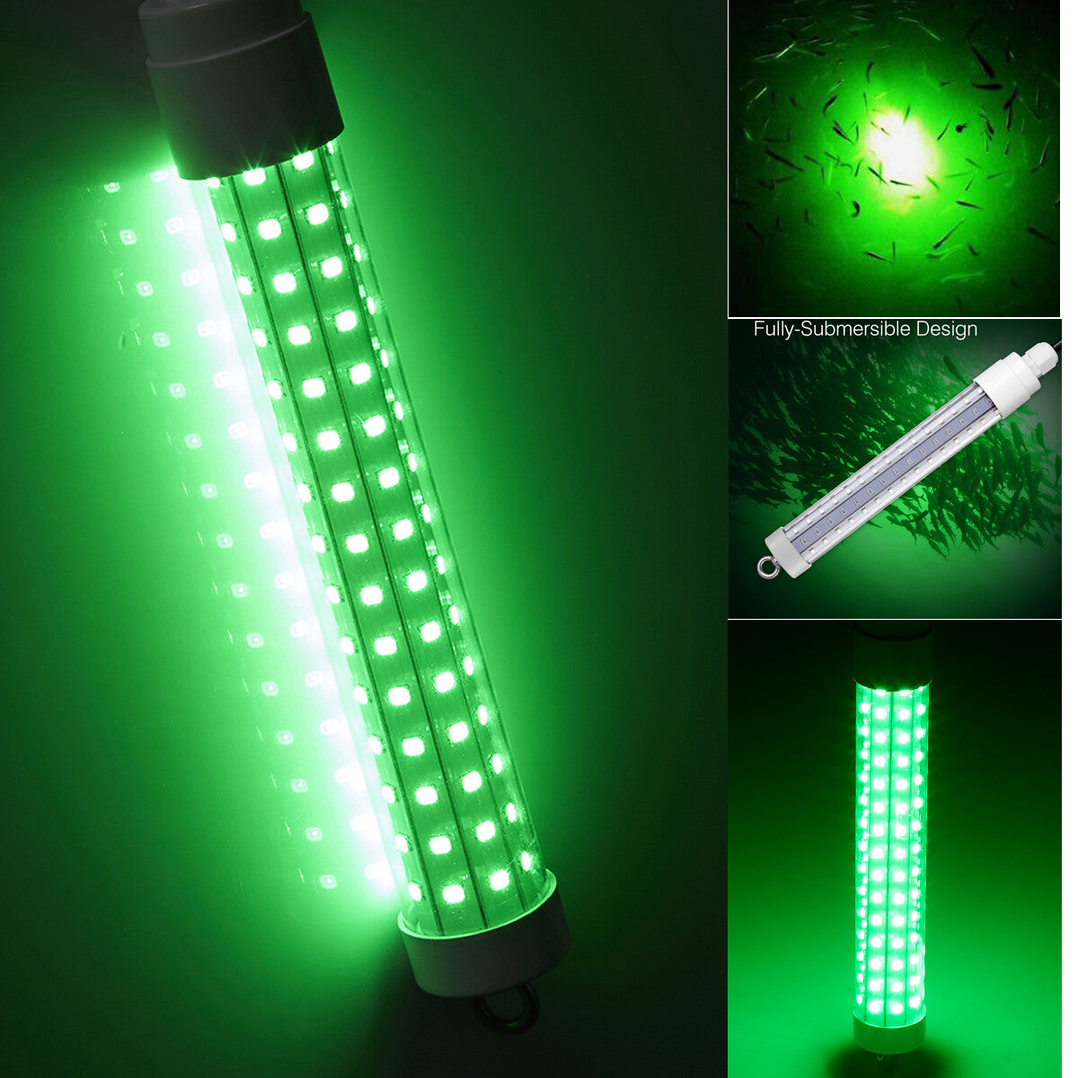 Green Underwater Fishing Light - 12V 120 LED Submersible Lamp for Night Fishing