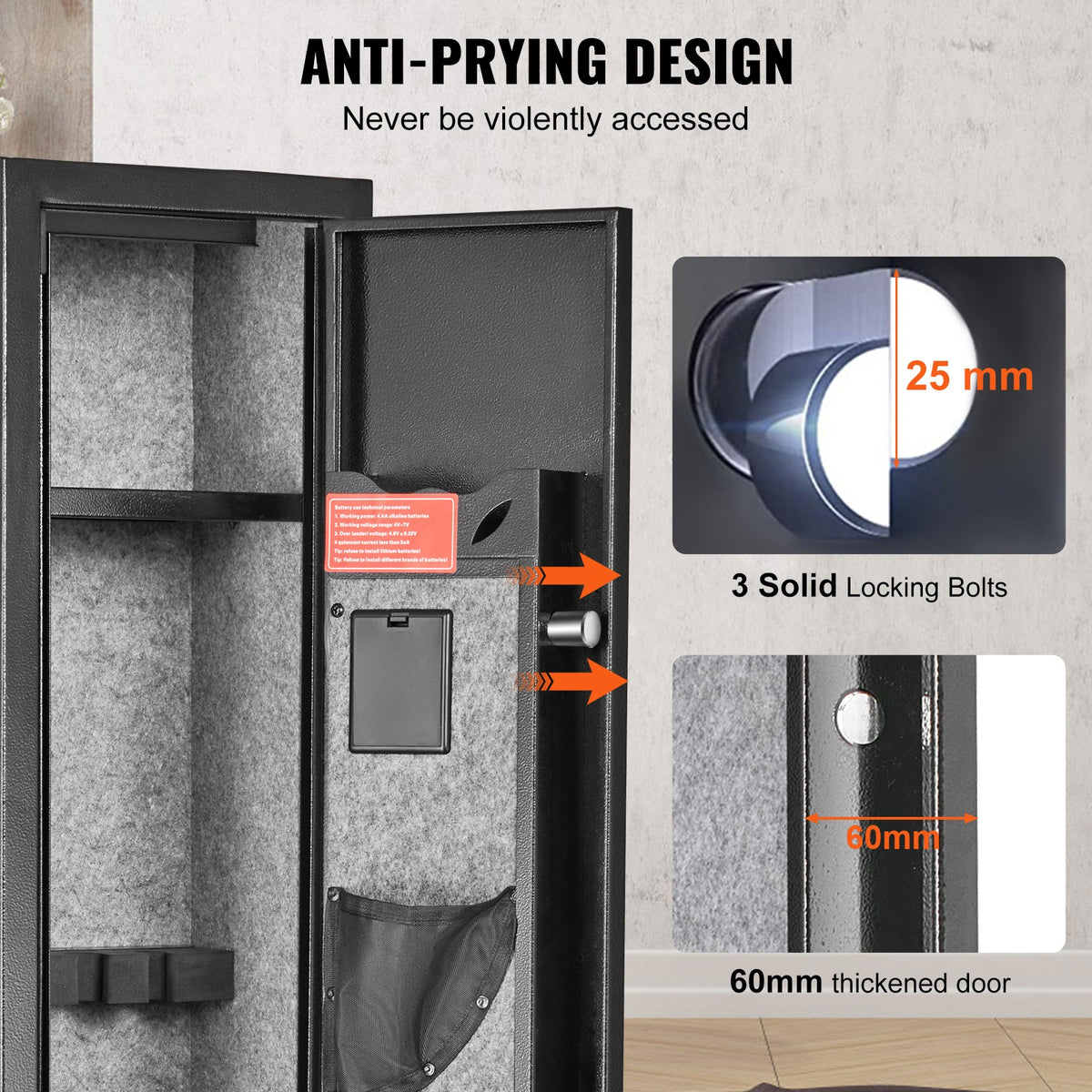Gun Safe with Digital Keypad & Lock, Holds 2 Rifles & 4 Pistols