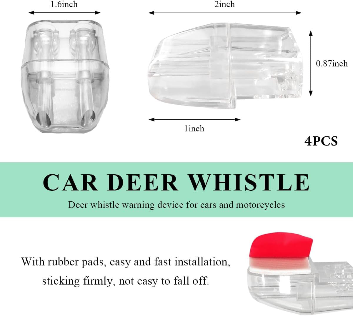 4 Pack Deer Warning Whistles for Car Safety Ultrasonic Animal Repellent