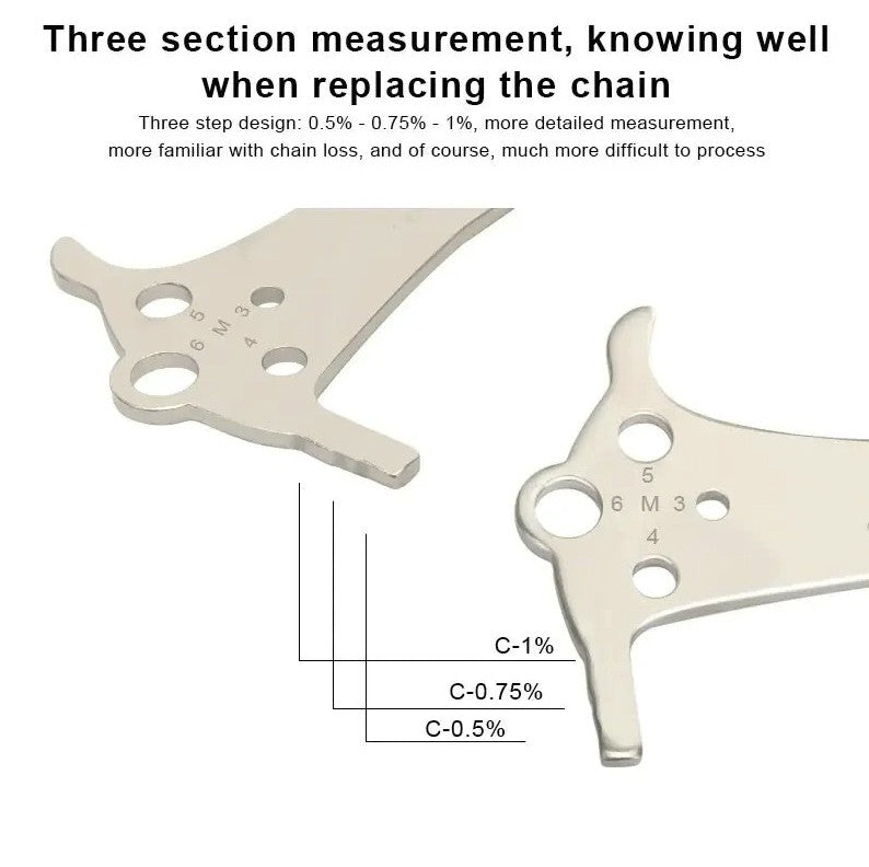 Bicycle Chain Wear Indicator Gauge Tool - Stainless Steel, Multi-Function