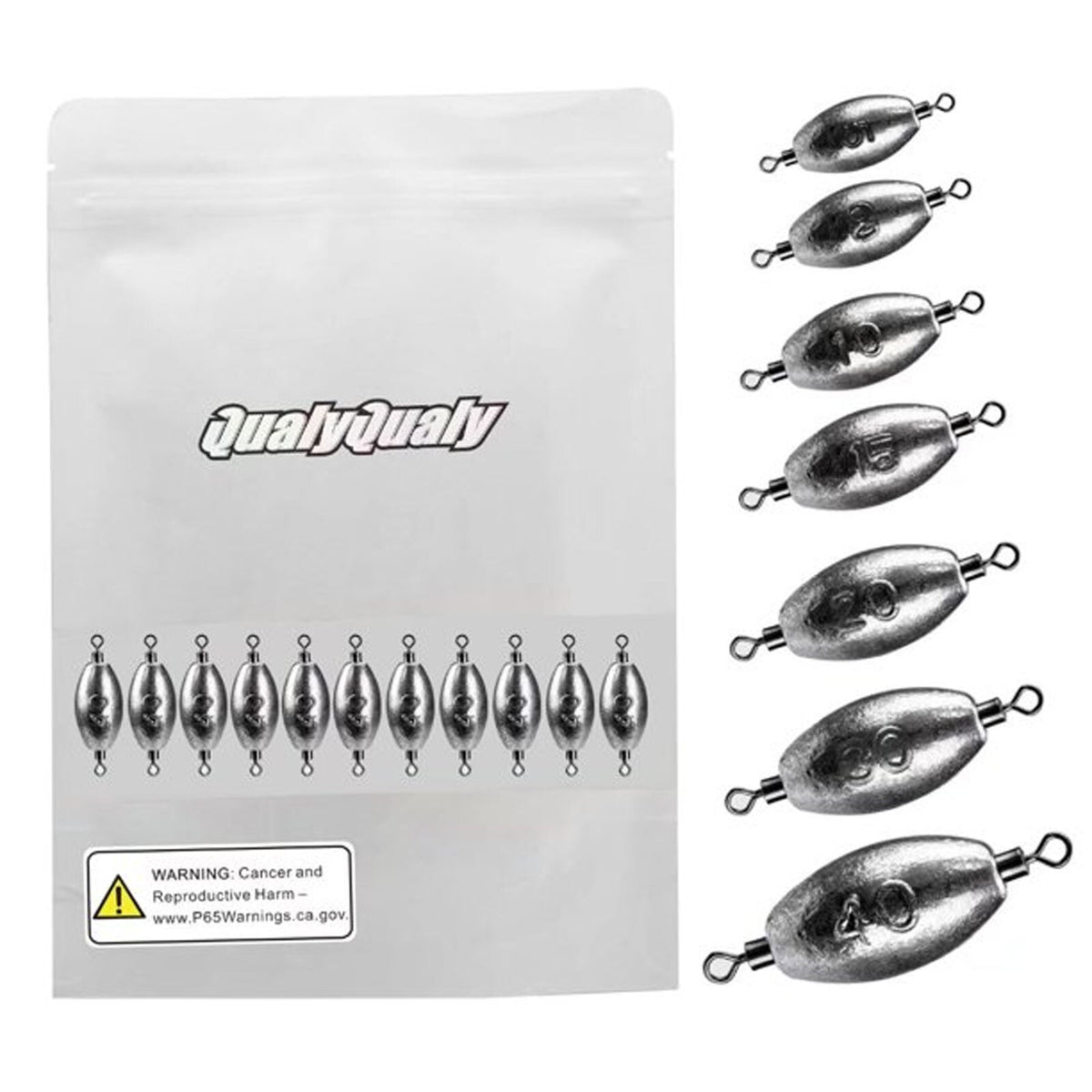 Fishing Inline Sinkers with Swivels - Saltwater & Freshwater Trolling Weights