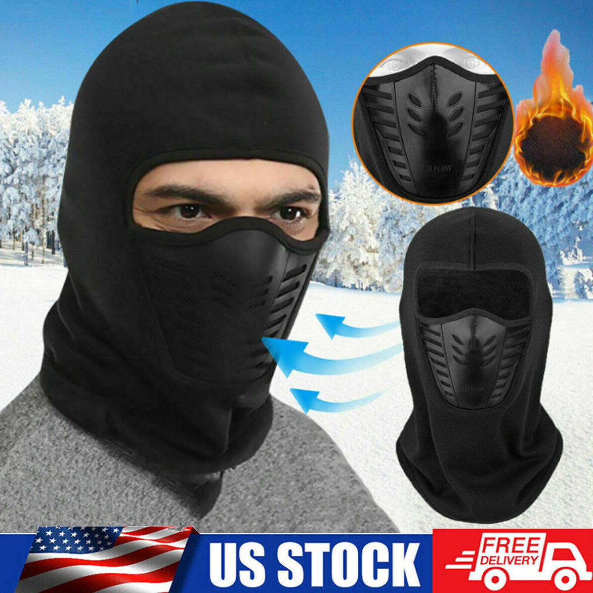 Unisex Thermal Windproof Full Face Mask for Motorcycle Ski Outdoor Winter