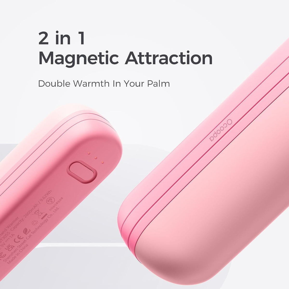 Rechargeable Magnetic Hand Warmers - Pocket-Sized, Fast Heating, Dual Pack