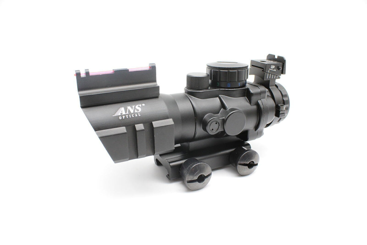 4x32mm Red Green Blue Dot Sight Scope with Fiber Optic & Battery