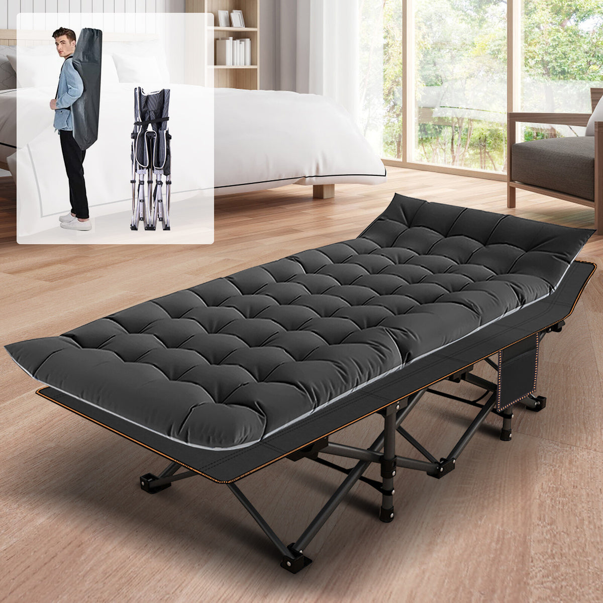 Heavy Duty Folding Camping Cot Bed for Adults Portable Sleep Bed with Support