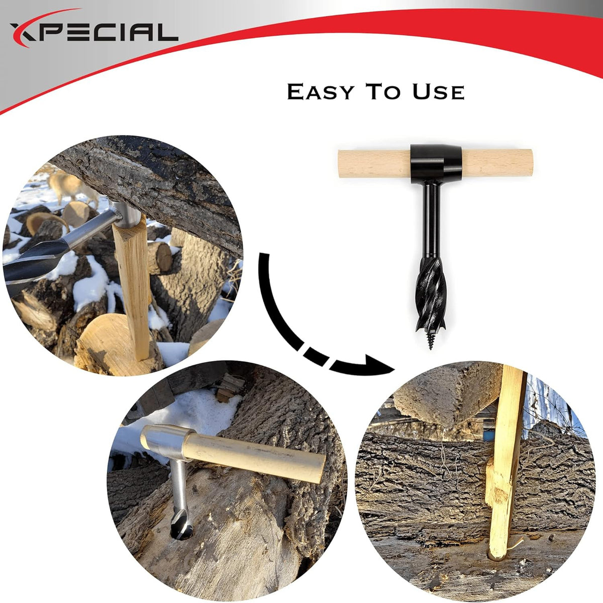 Bushcraft Survival Tool Set with Hand Auger, Chainsaw & Wrench