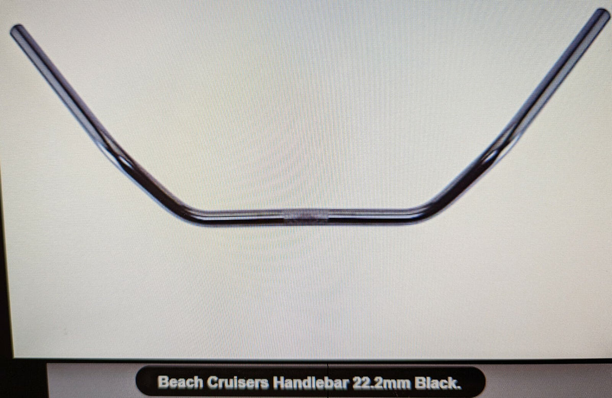 Black Beach Cruiser Handle Bars 22.2mm - 10 Inch Pullback Vintage Style
