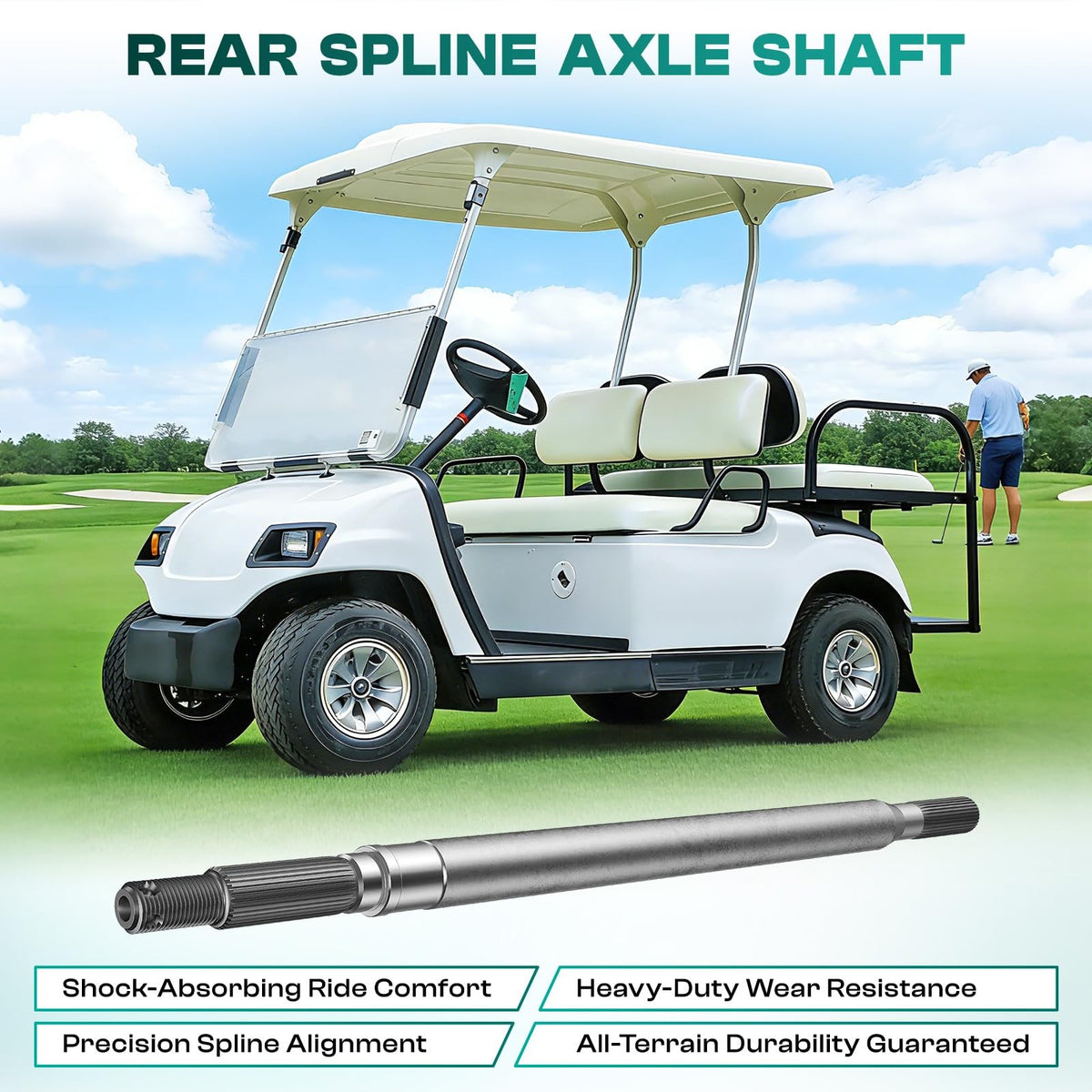 Golf Cart Rear Axle Shaft for Yamaha Models Drive Up Silver Replacement Part