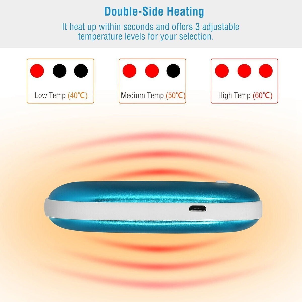 Rechargeable Hand Warmers Power Bank with USB Charging and Adjustable Heat