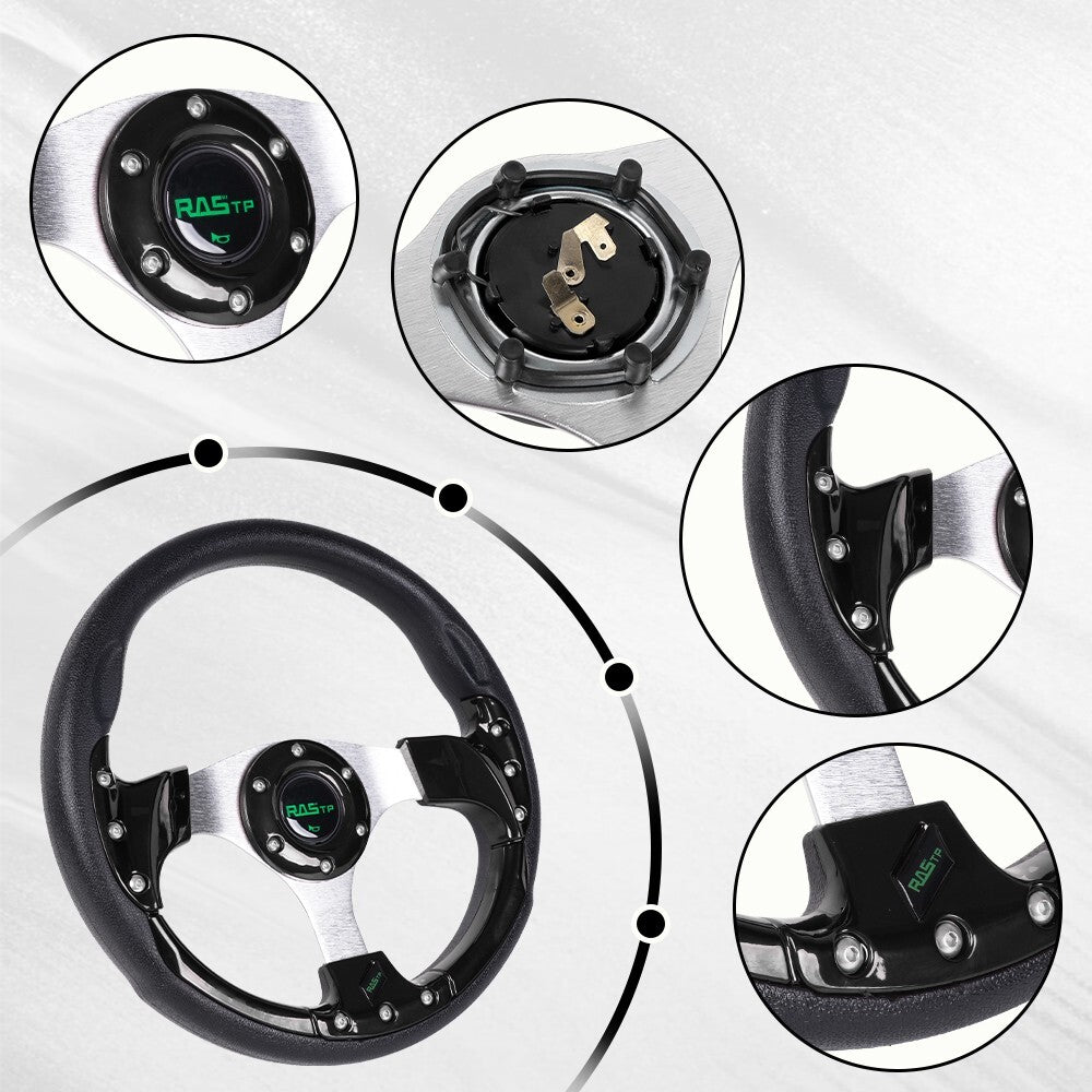 Golf Cart Steering Wheel & Adapter Set for EZGO Club Car Yamaha - Black