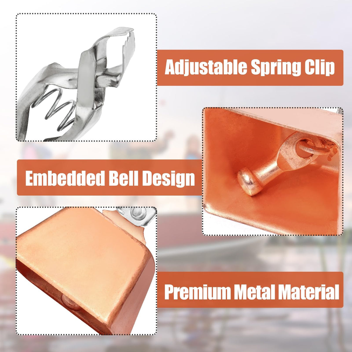 20 Pcs Fishing Bell Set for Rods - Copper Finish, Wind-Resistant, Adjustable Clamp
