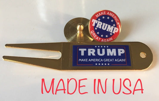 Golf Ball Markers and Divot Tool Set - Trump MAGA President America Gift