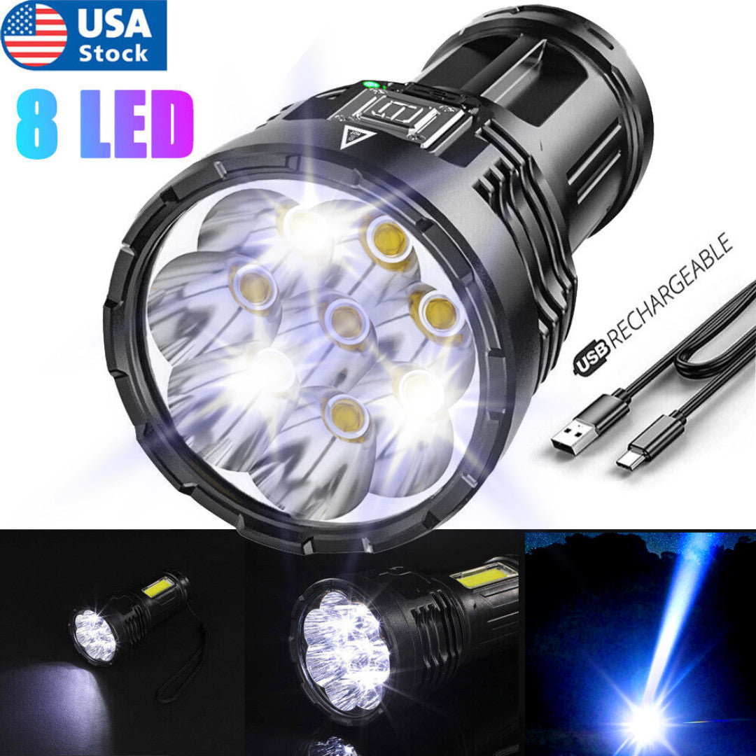 High Brightness Rechargeable LED Torch with 8 LEDs and COB Floodlight