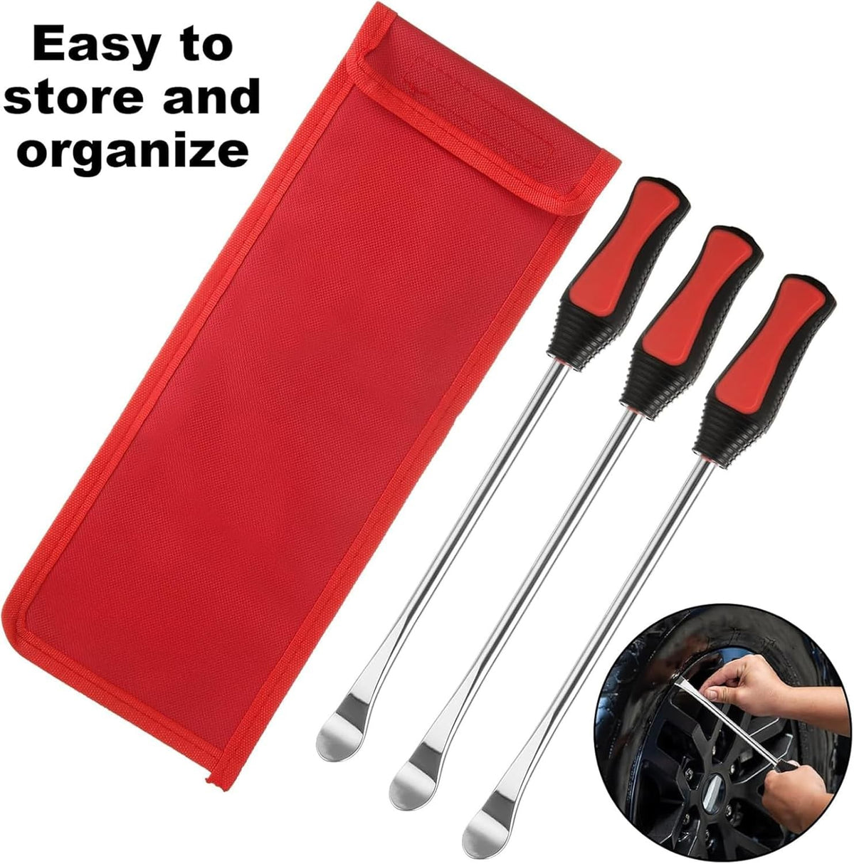 Motorcycle Tire Levers Steel Tool Set with Rim Protectors and Valve Tools