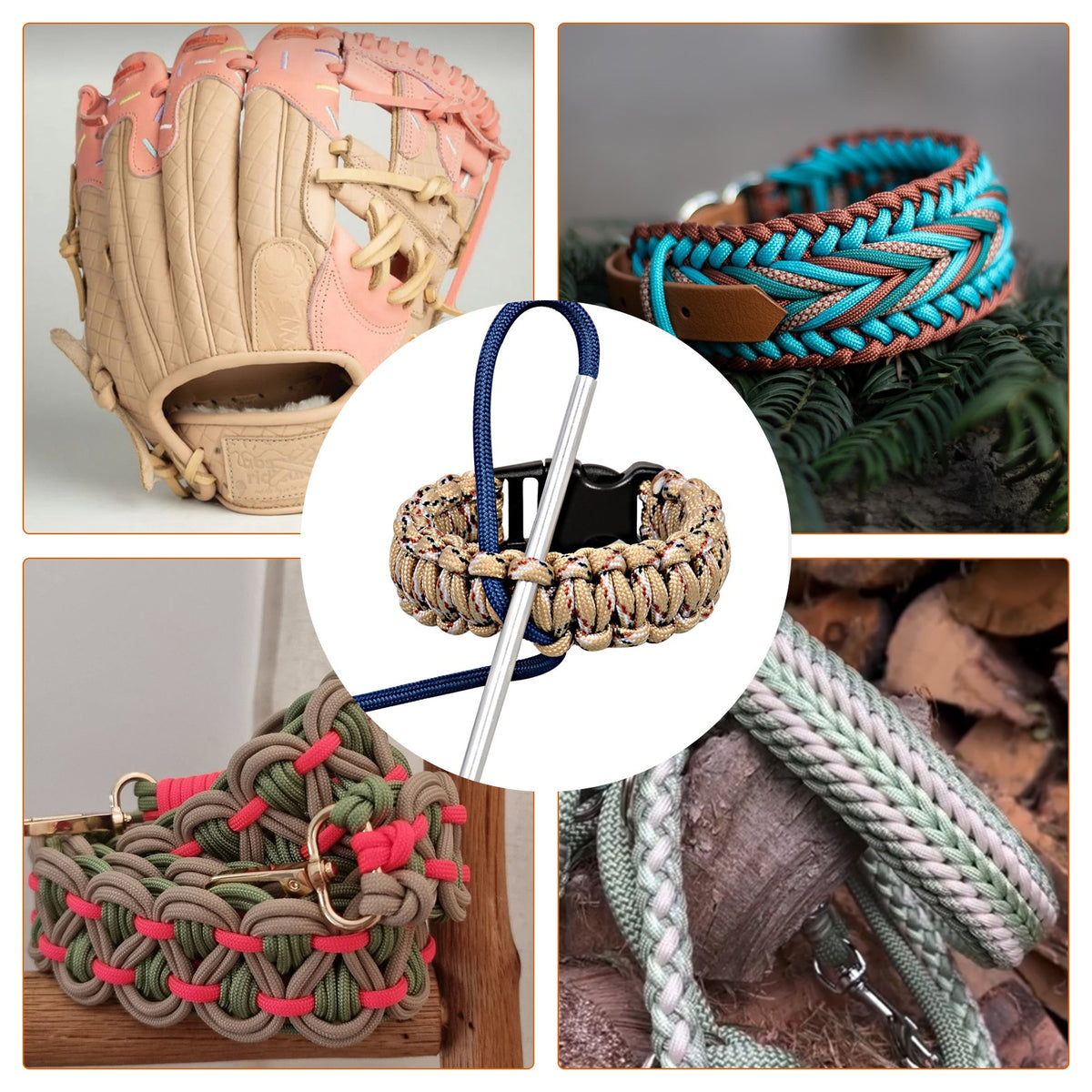 13PCS Paracord Stitching Set with Needles, Fids, Tweezers & Ripper for Leather & Craft Projects