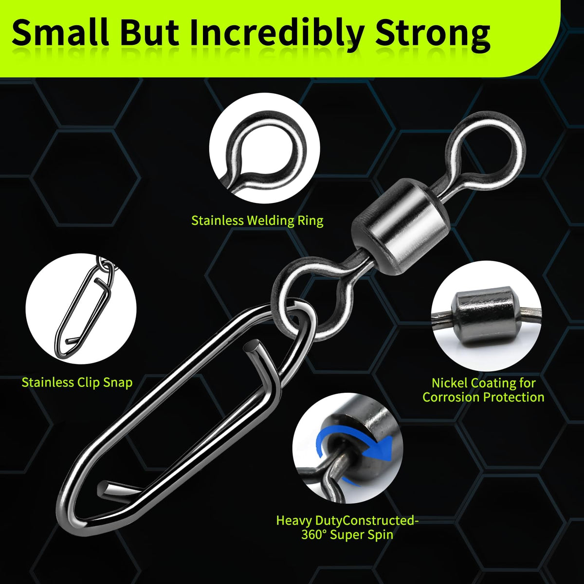 Fishing Speed Clips 50 Pack - Quick Change Swivels for Tackle & Lures
