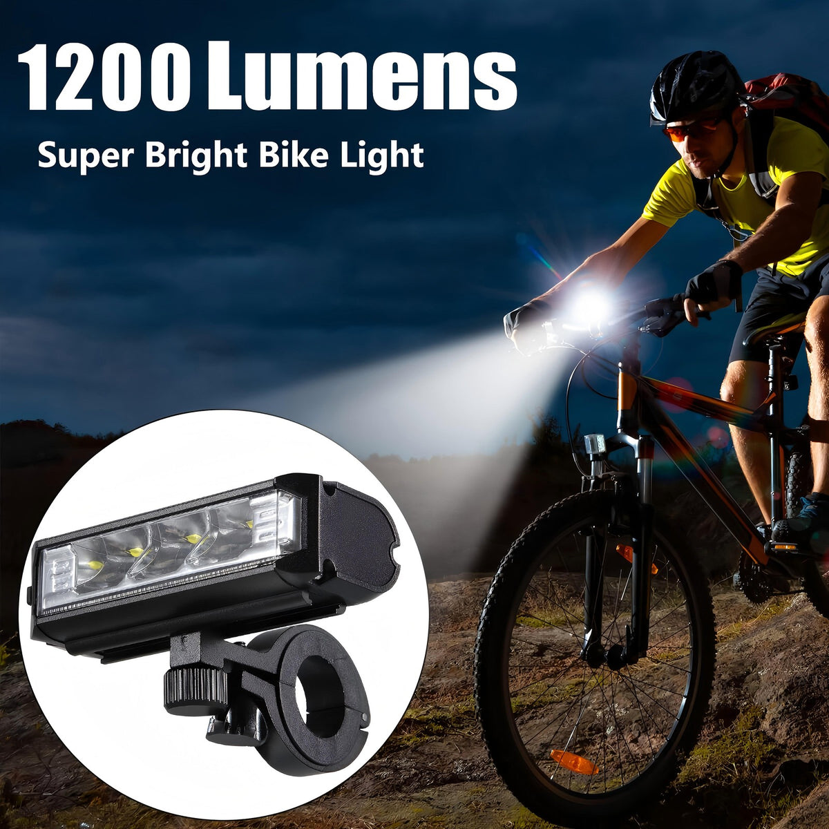 Super Bright USB Rechargeable Bike Light with 1000 Lumens Waterproof Headlamp