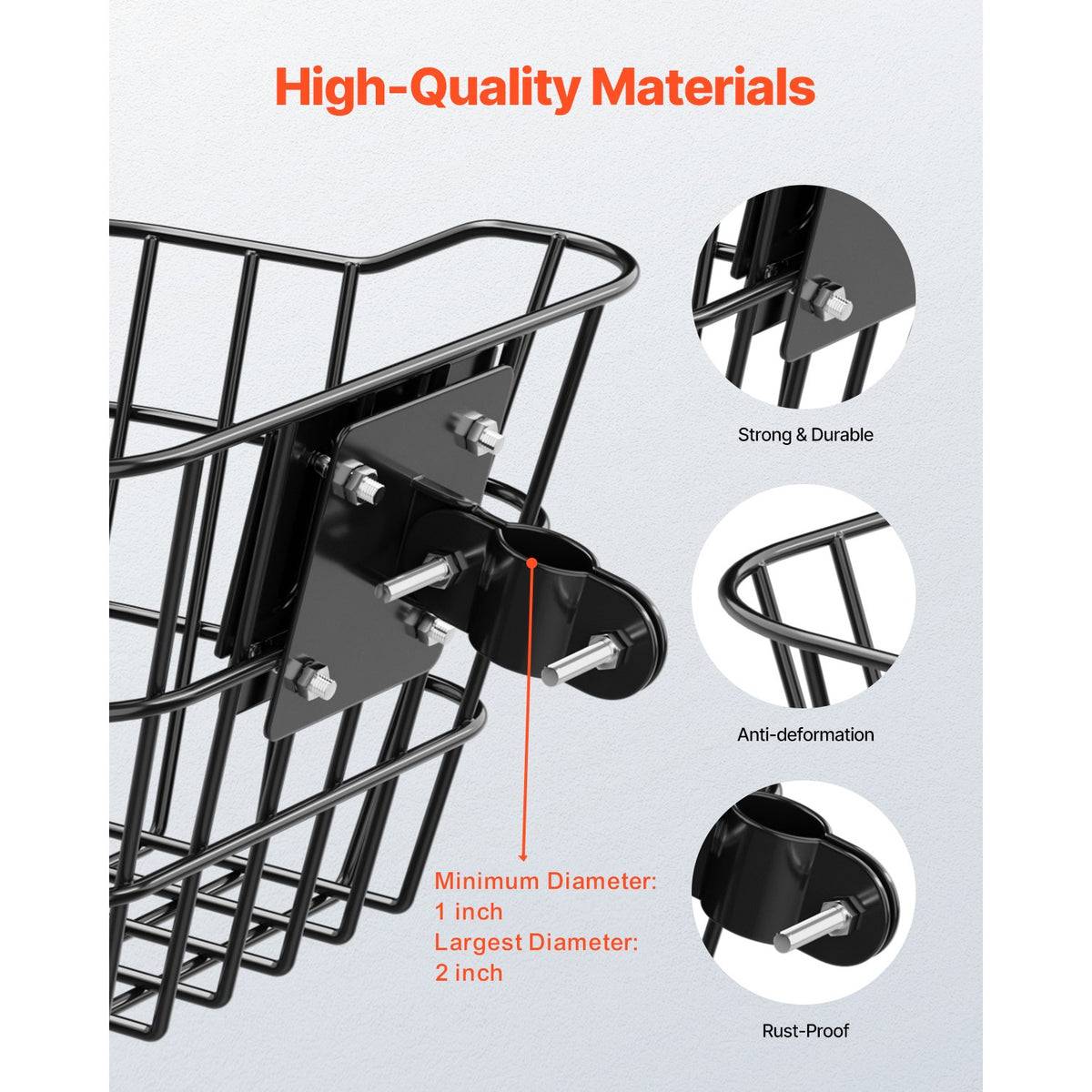 Front Bike Basket for Electric Scooters - Universal Mount, Rust-Resistant Metal
