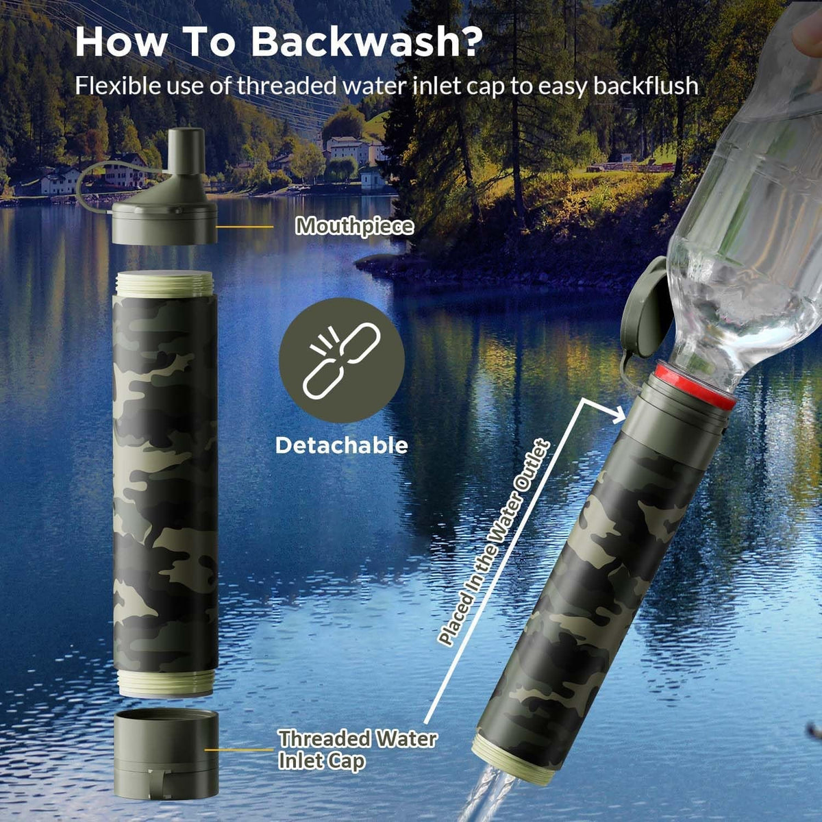 Portable Water Filter Straw 6 Pack Emergency Purifiers for Camping Hiking Survival