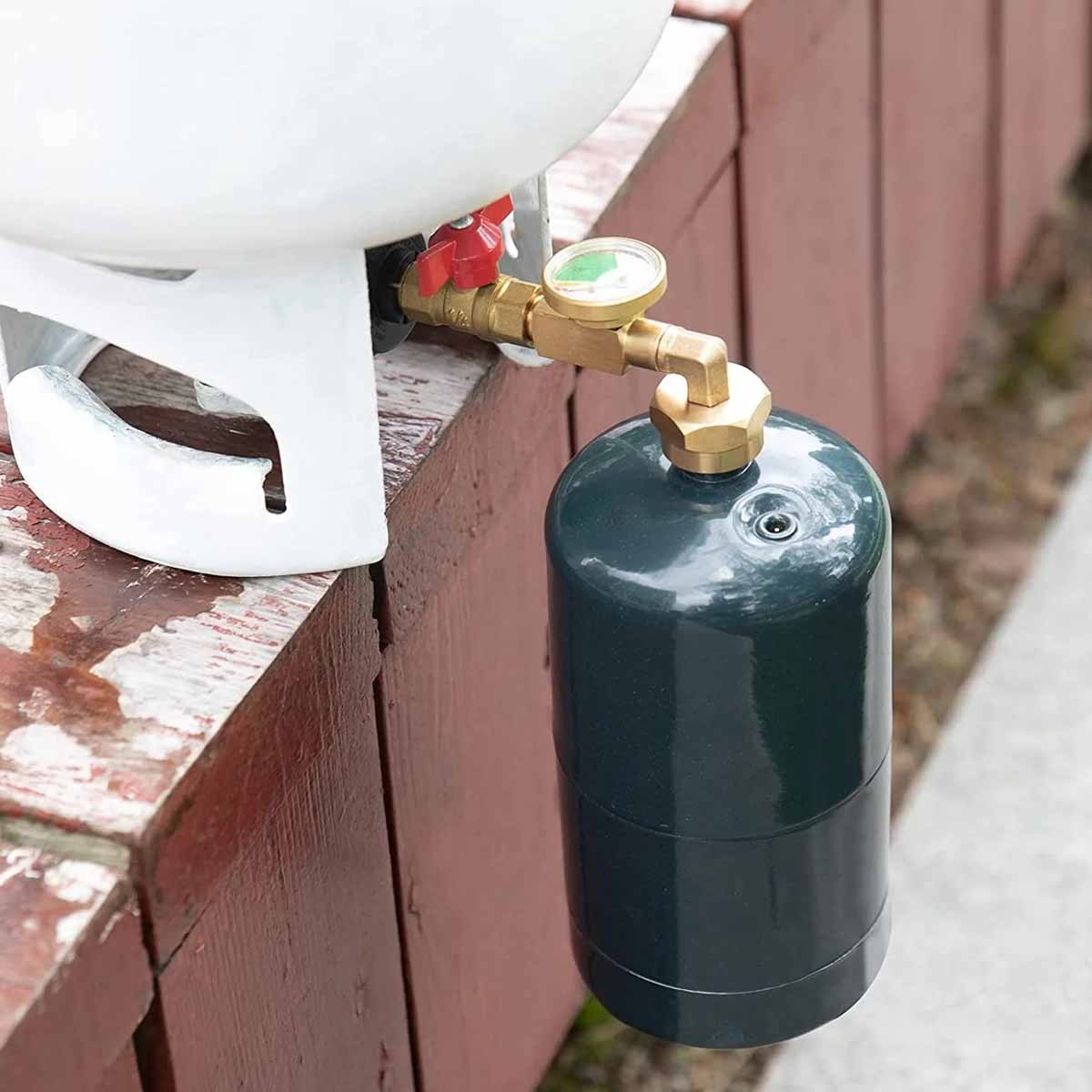 Propane Refill Adapter with Valve and Pressure Gauge for 1-20 lb Tanks