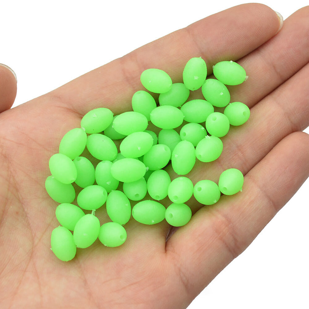 375Pcs Luminous Fishing Beads Oval Glow Sink Beads for Treble Hooks
