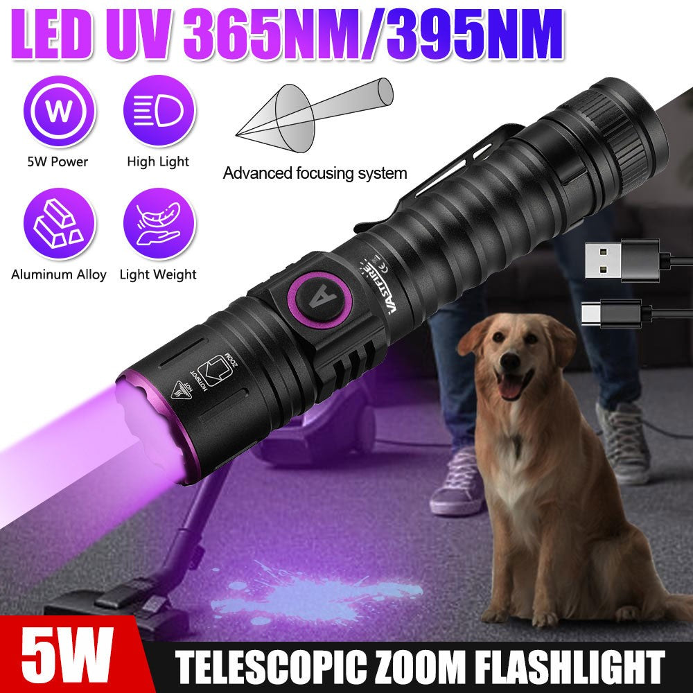 Rechargeable UV Flashlight 365nm 30W 60W 120W Black Light Inspection Torch
