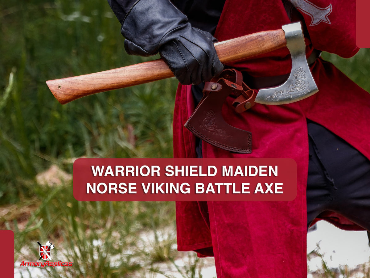 Medieval Warrior Shield Maiden Axe with Sheesham Handle and Steel Blade