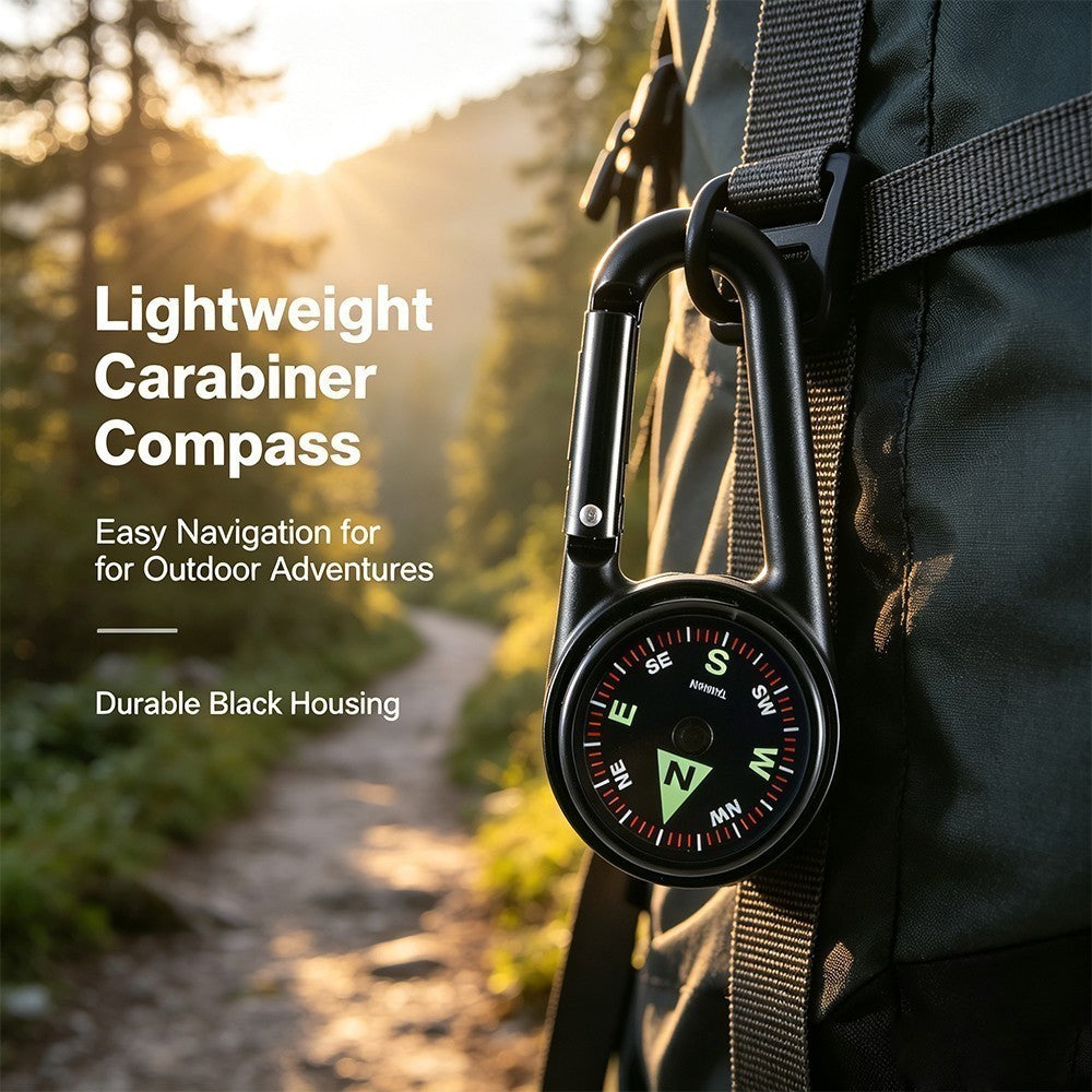 Liquid Filled Compass with Carabiner Clip for Hiking and Camping