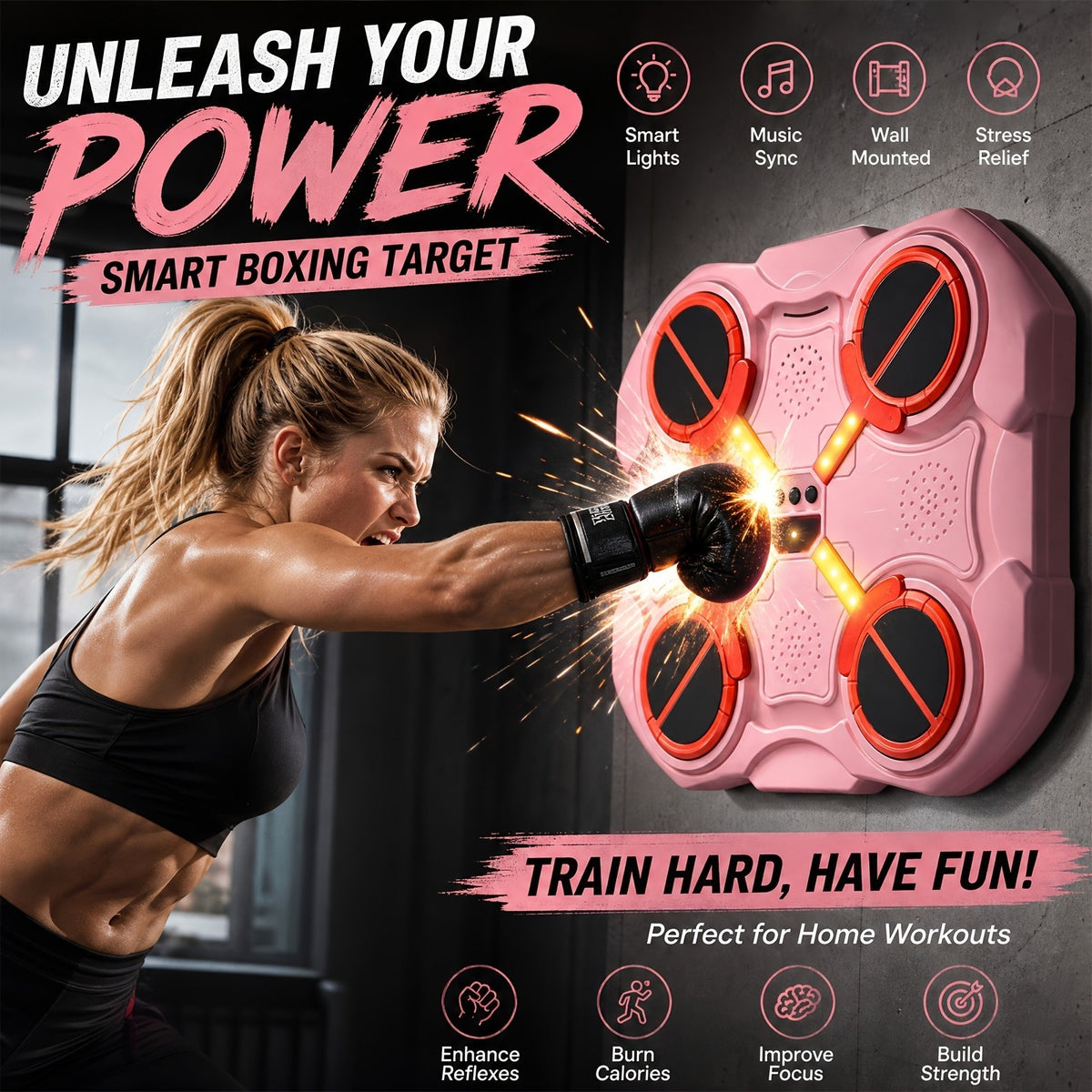 Music Punching Bag for Boxing and Martial Arts Training - Pink Wall Bag