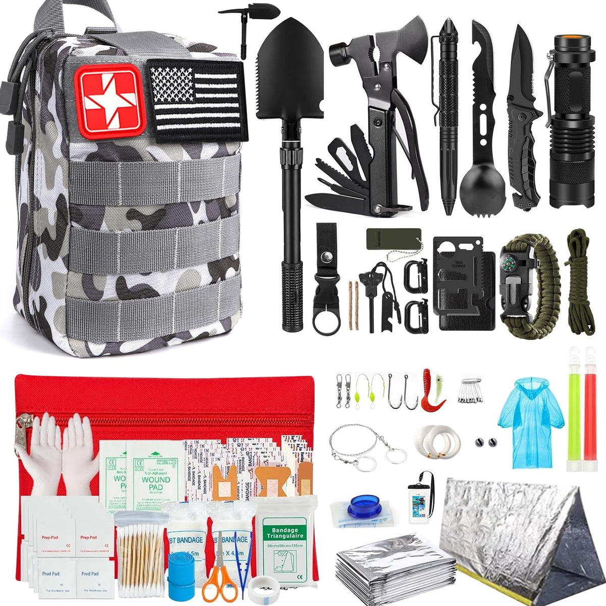 Emergency Survival Kit with 251-Piece Outdoor & First Aid Gear