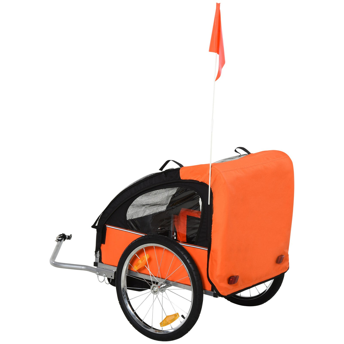 2-Seat Kids Bicycle Trailer - Orange, Steel Frame & Easy Entry