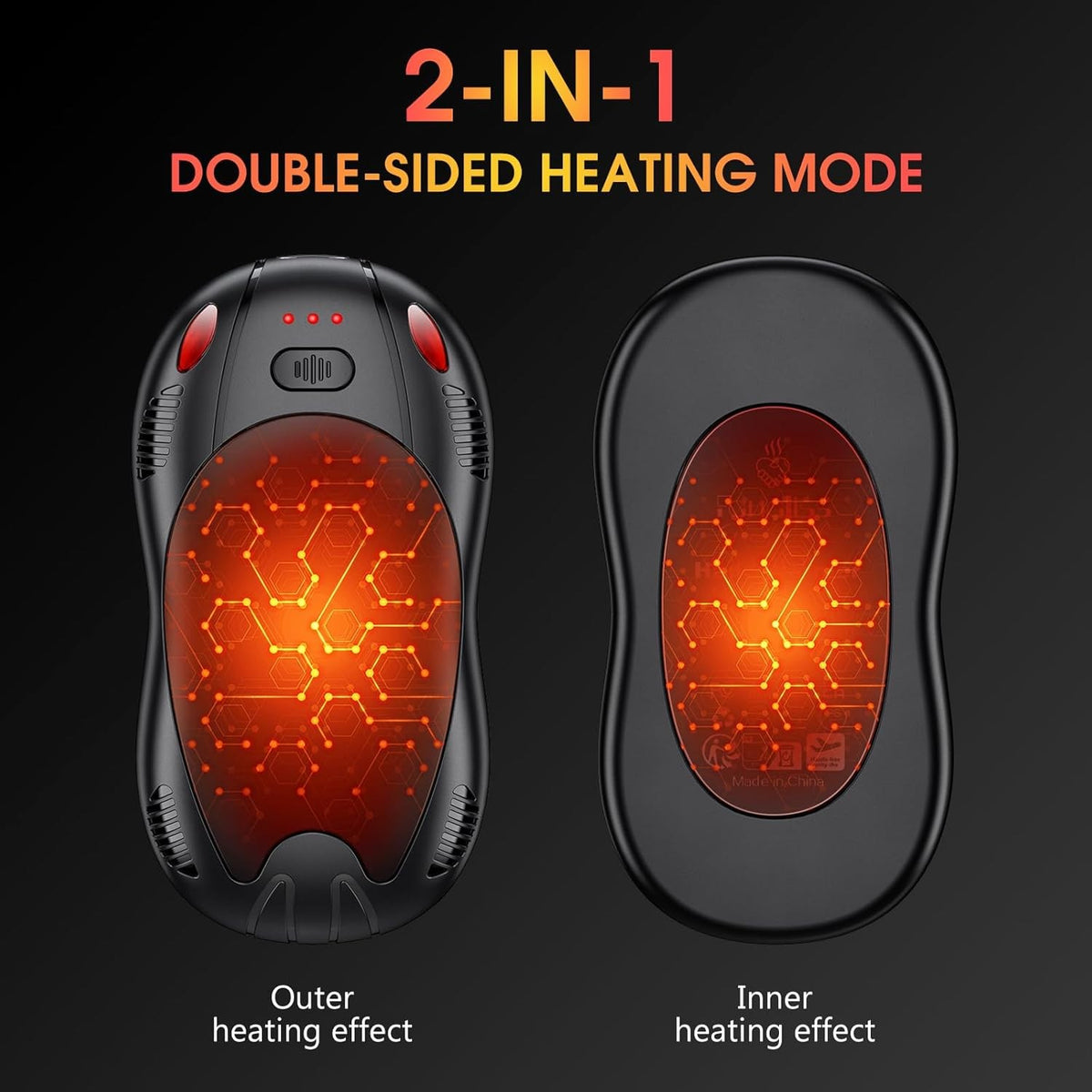 Rechargeable Hand Warmers 10000mAh Dual-Sided Portable Winter Gift Pack