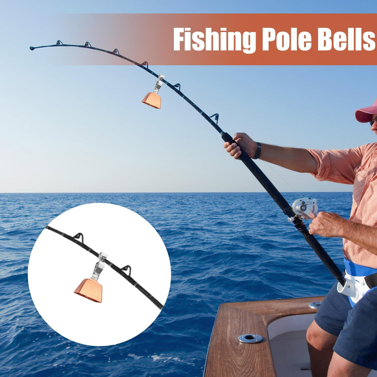 20 Pcs Fishing Bell Set for Rods - Copper Finish, Wind-Resistant, Adjustable Clamp