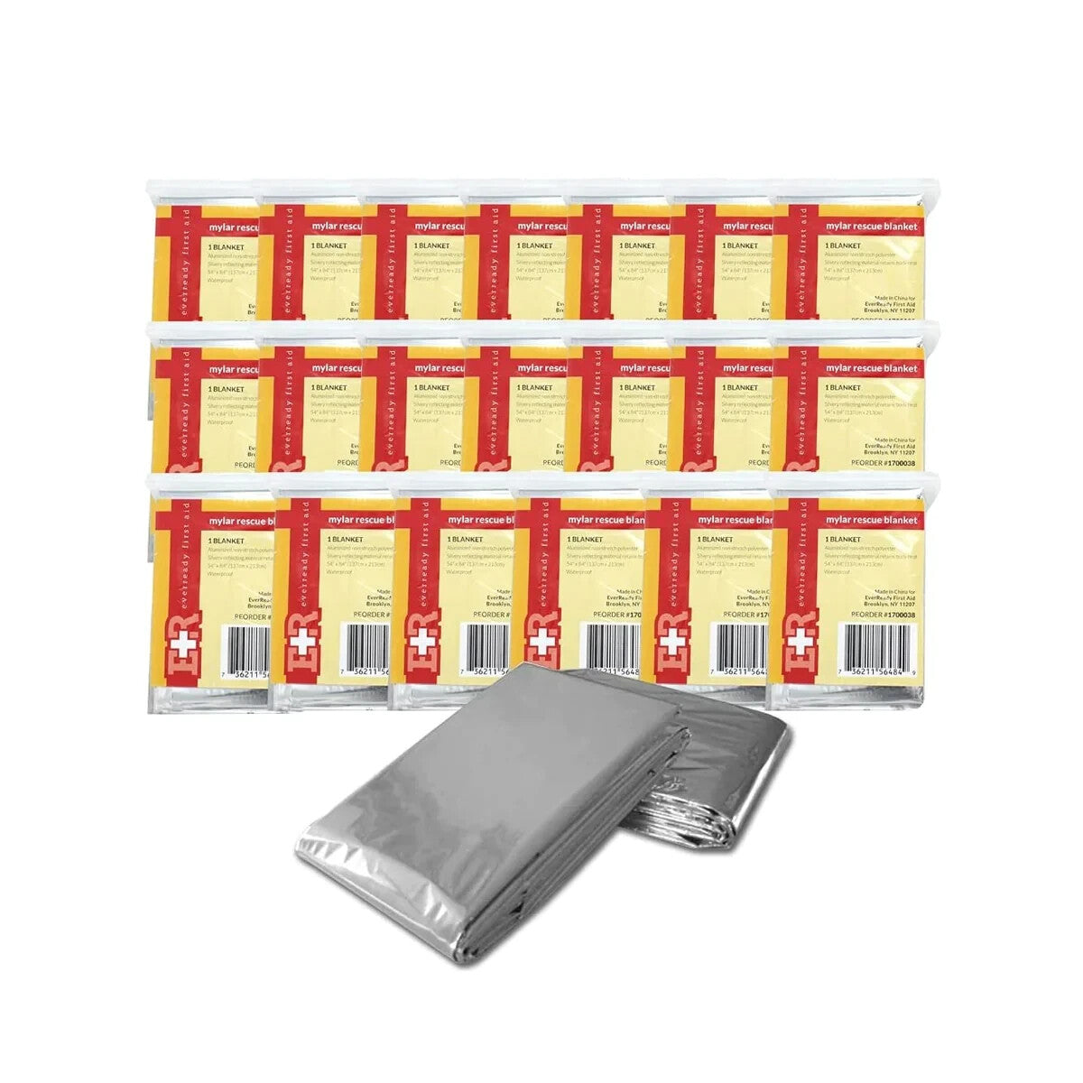 Emergency Mylar Thermal Blanket 54x84 Inches 20 Pack - Lightweight & Reflective