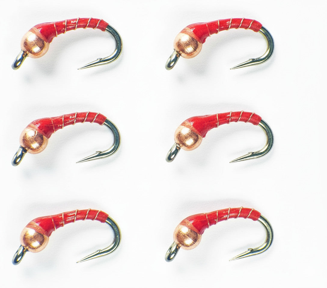 Copper Red Tungsten Midge Nymphs Fly Fishing Flies - Premium Trout Lures #20