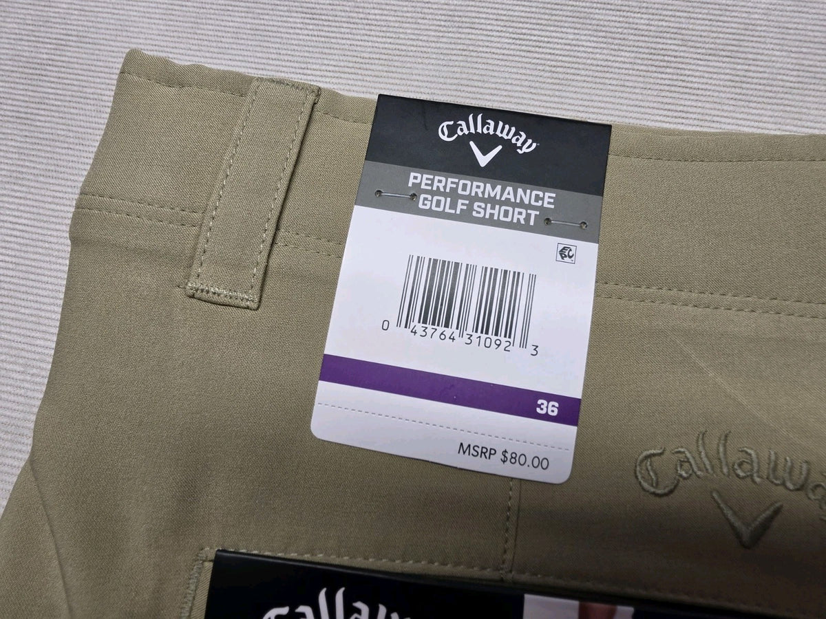 Men's Moisture Wicking Golf Shorts - Chinchilla Khaki, Size 36