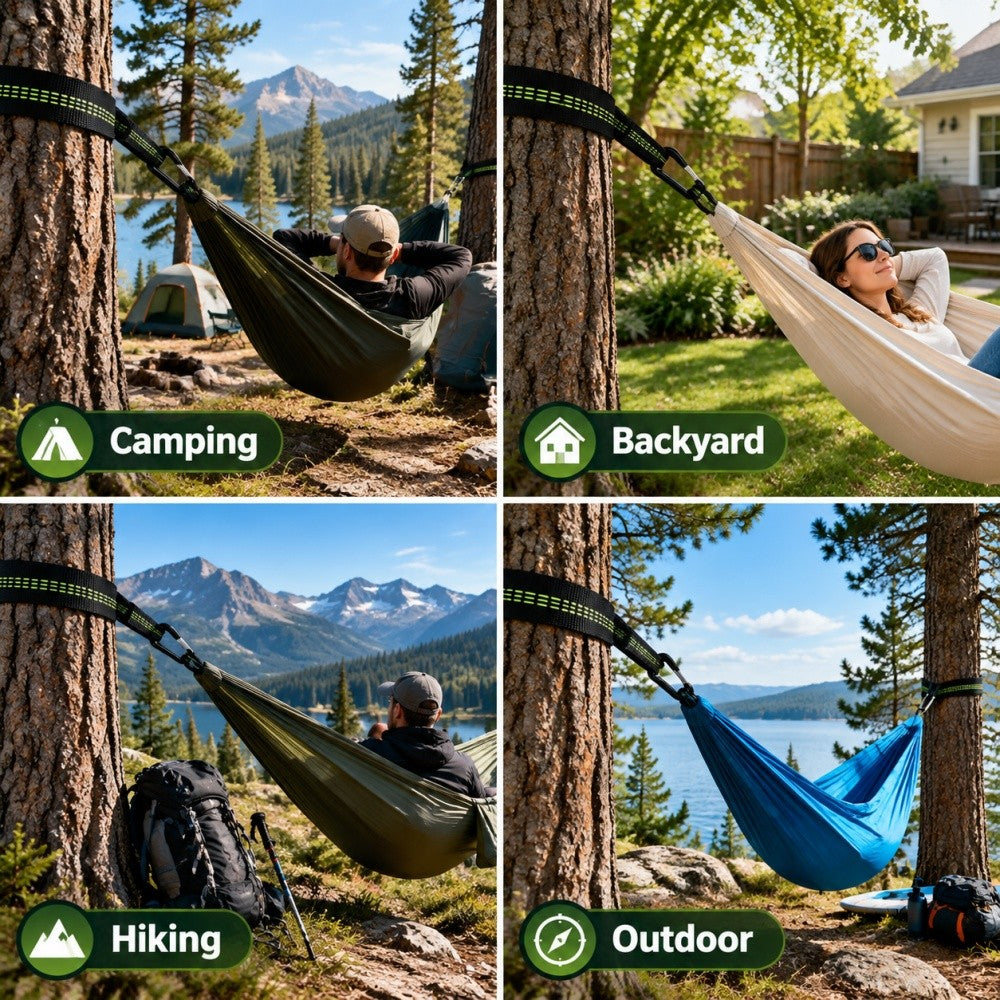 10FT Durable Polyester Hammock Tree Straps with Carabiners for Camping & Outdoor