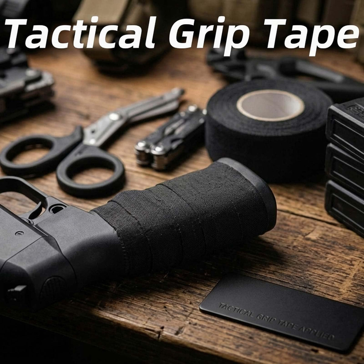 Tactical Grip Tape for Firearms & Sports Equipment - Non-Reflective, No Residue, Black, 2 Rolls