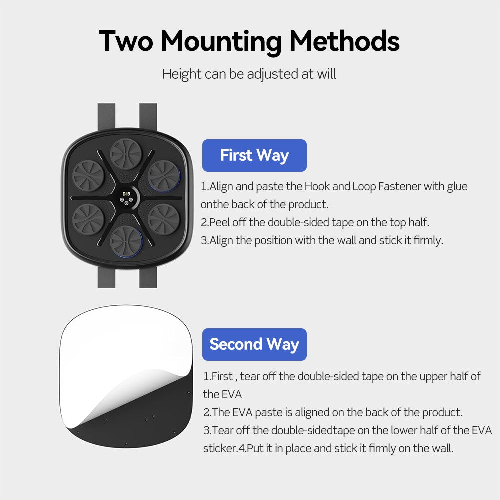 Wall Mount Boxing Training Target with Bluetooth Music and LED Lights - Exercise Machine + Gloves