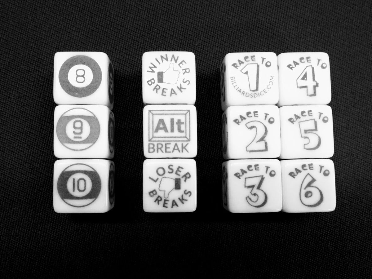 Billiard Bones Dice Game Set for Pool – Includes 3 Engraved Dice