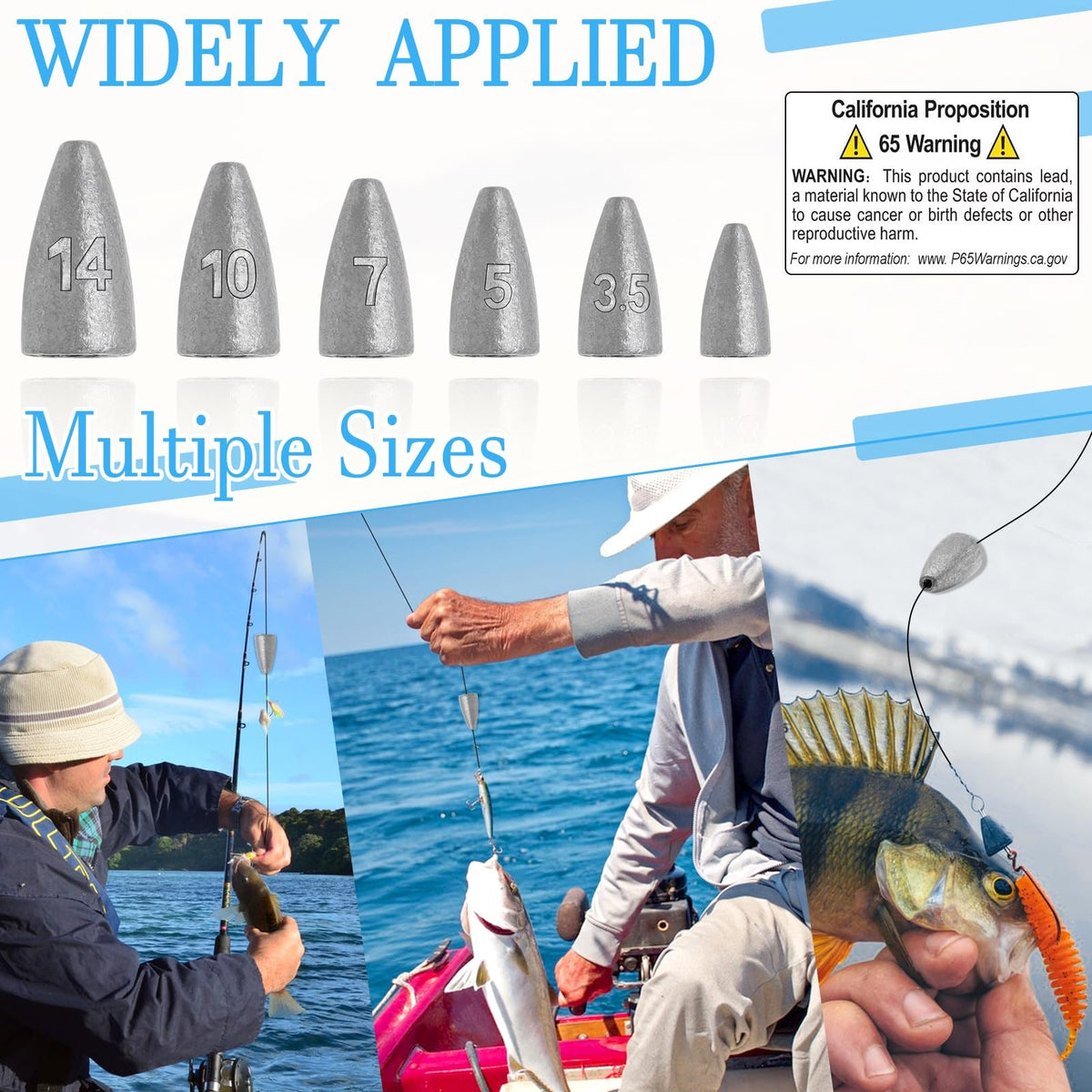 50PCS Bullet Fishing Sinkers Weights for Bass Worm Fishing - Multiple Sizes
