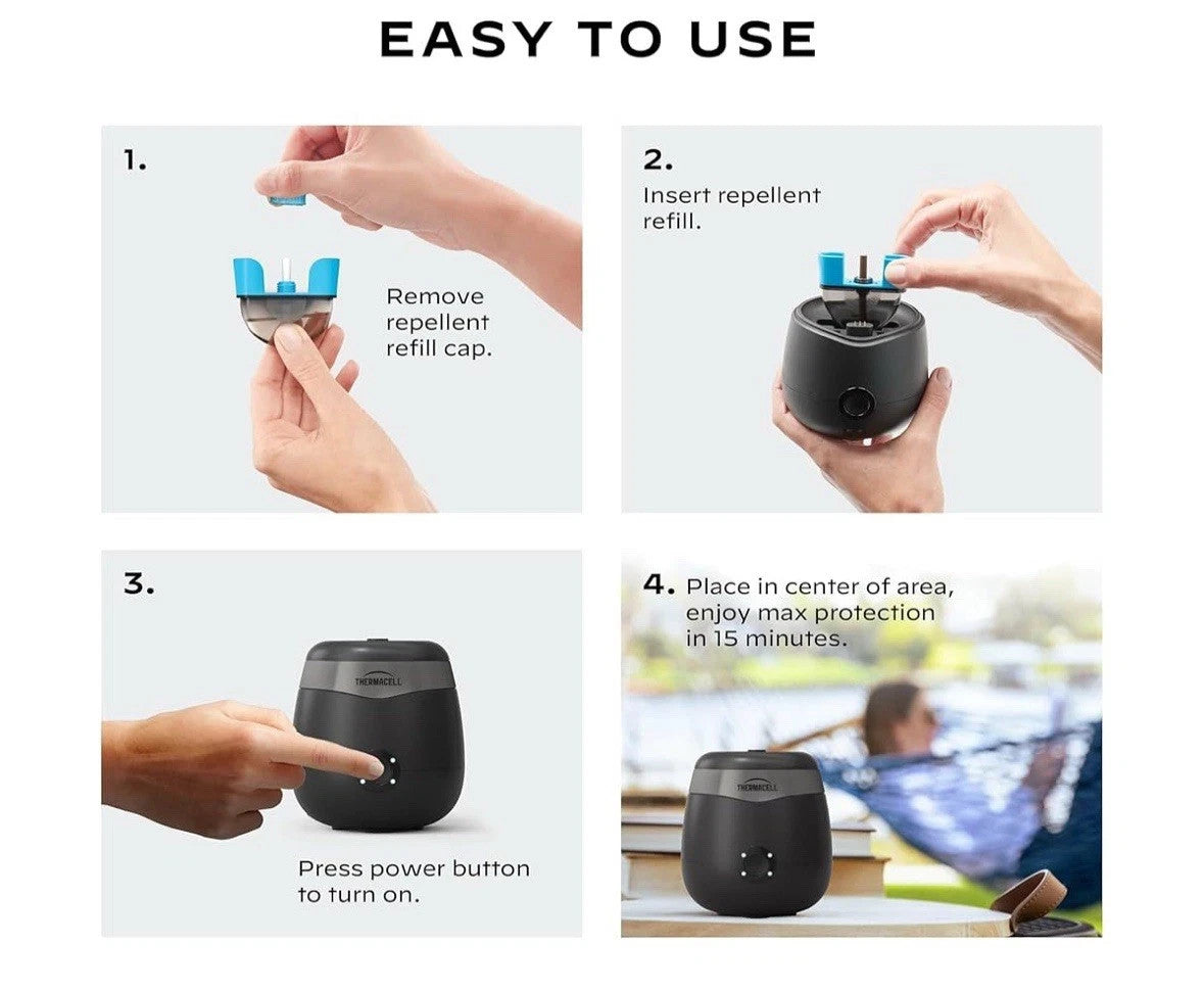 Rechargeable Mosquito Repellent Device with 12-Hour Refills - Outdoor Protection